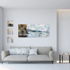 Obraz - Útes, akvarel (120x50 cm)