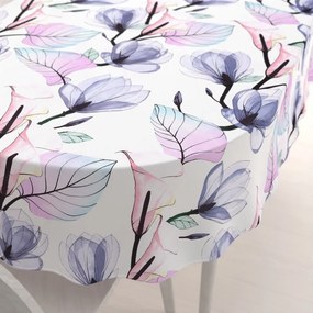 Biante Bavlnený oválny obrus Sandra SA-333 Veľké kvety magnólie a kaly 140x180 cm