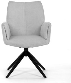 Autronic - Židle jídelní, bílá látka, otočný mechanismus 180°, černý kov - HC-993 WT2 AKCE