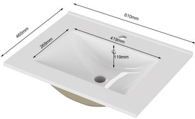 Zápustné umývadlo Houseland Luxo 60 cm biele