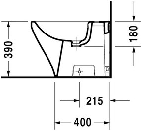 DURAVIT DuraStyle samostatne stojací bidet kapotovaný s otvorom, 370 mm x 570 mm, 2284100000
