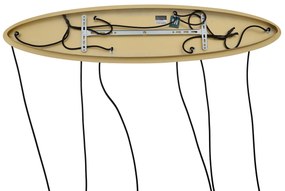 Hotelová elegantná závesná lampa mosadzná s bielym sklom obdĺžniková 6-svetelná - Misty