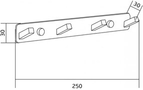 Mexen príslušenstvo, Vešiak na uteráky 4-háčiky, čierna, 709174-70
