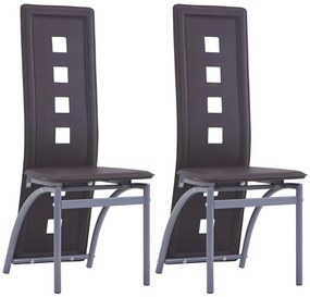 Jedálenské stoličky 2 ks, hnedé, umelá koža 281709