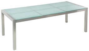 Sada záhradného nábytku stôl so sklenenou doskou 220 x 100 cm 8 sivých stoličiek GROSSETO Beliani
