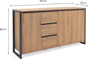 Široká komoda Denver, dub artisan/antracit