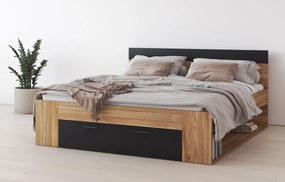 Manželská posteľ 180 cm Benson MW92 (dub mauvella + čierna). Akcia -18%. Vlastná spoľahlivá doprava až k Vám domov. 1118206