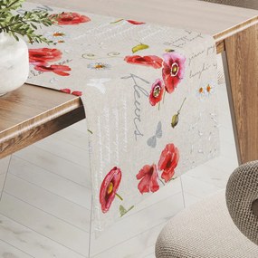 Biante Dekoračný behúň na stôl Porto PRT-022 Vlčie maky a margaréty na režnom 45x120 cm