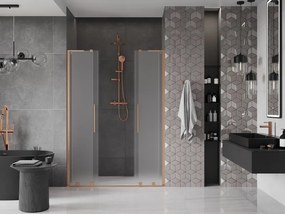 Mexen Velar L Duo, posuvné sprchové dvere do otvoru 150 cm, 8mm sklo námraza, medená matná, 871-150-003-32-65
