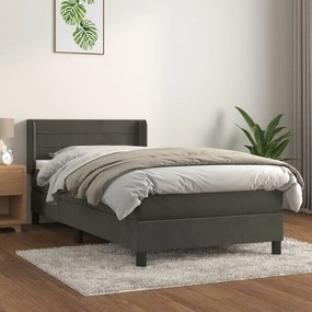 Posteľný rám boxspring s matracom tmavosivý 90x200 cm zamat 3130998