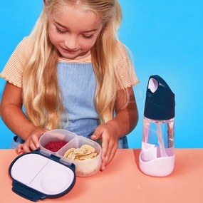 Desiatový box malý - indigo/ružový