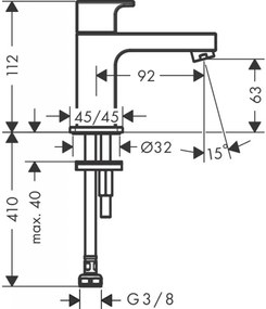 Hansgrohe Vernis Shape - Stojánkový ventil 70 pre studenú vodu bez odtokovej súpravy, chróm 71592000