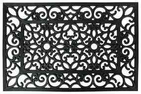 Čierny pryžová rohožka s ornamentami Ornia - 60*40*1 cm