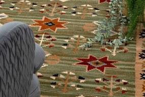 Koberec KESHAN, strapce 6902/53533 zelený / terakota