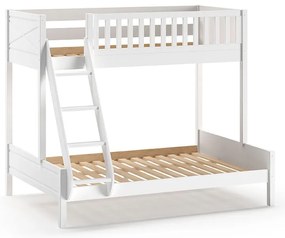 Biela poschodová detská posteľ z borovicového dreva s úložným priestorom 140x200/90x200 cm SCOTT – Vipack