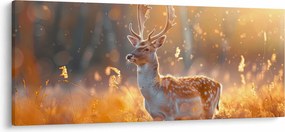 Obraz - Jeleň v poli (120x50 cm)