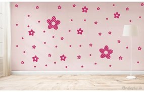 Nálepky na stenu - Bodkované kvety Farba: ružová 045