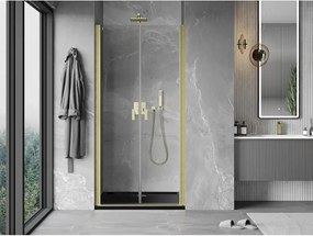 Mexen MIST, 2-krídlové sprchové dvere (d+d) 85x200 cm, 6mm číre sklo, zlatý matný profil, 8A7-085-000-55-00