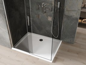 Mexen Omega posuvná sprchová kabína 100 x 90 cm, grafitová, chróm + Flat vanička, biela - 825-100-090-01-40-4010