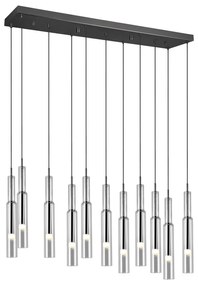 LED závesné svietidlo so skleneným tienidlom v čierno-striebornej farbe Lucent – Trio Select