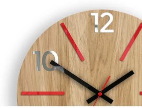Sammer Nadčasové drevené hodiny AKSEL MIRROR - červená 33 cm AkselWoodRedMirror