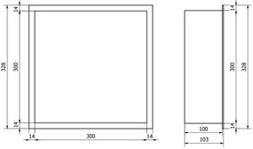 Mexen X-Wall-R, polička na zapustenie na obklad s golierom 30 x 30 cm, oceľová, 1910303010
