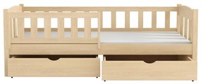 Detská posteľ z masívu borovice BEN so šuplíkmi - 200x90 cm - PRÍRODNÁ BOROVICA