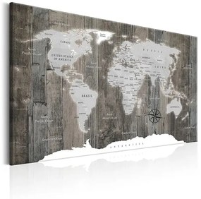 Obraz - World Map: Wooden World Veľkosť: 120x80, Verzia: Na talianskom plátne