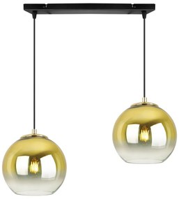 Závesné svietidlo Bergen Gold, 2x zlaté/transparentné sklenené tienidlo (fi 15cm)