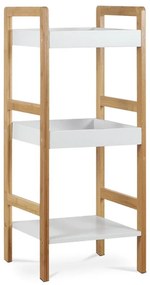 Regál, 3 police, masiv bambus, přírodní odstín, MDF, bílý matný lak, nosn. 9 kg