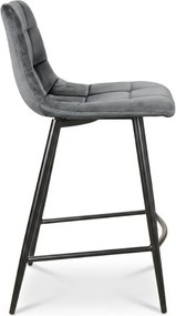 Sivá barová stolička MILA VELVET s čiernymi nohami