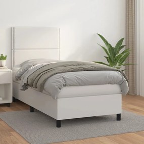 Boxspring posteľ s matracom biela 90x200 cm umelá koža 3142762