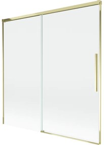 Mexen Rox, 2-krídlová posuvná vaňová zástena 160 x 150 cm, 8mm číre sklo, zlatý lesklý profil, 8C9-160-001-50-00
