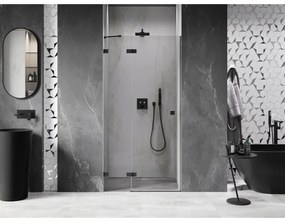 Mexen, Mexen Lunar ľavé výklopné sprchové dvere 70 cm, transparentné, čierne - 834-070-000-70-00-L