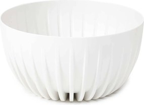 PLASTOVÝ KVETINÁČ STRIPPED ECO SADA 2KS 16X30 CM+15X24 CM BIELA