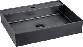 Sapho Sapho, AURUM nerezové nástenné umývadlo 55x42cm, vrátane výpuste, gun metal, AU102