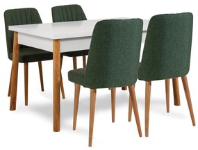 Jedálenský set Dobuse 3 (borovica atlantická + biela + zelená) (pre 4 osoby). Vlastná spoľahlivá doprava až k Vám domov. 1093798