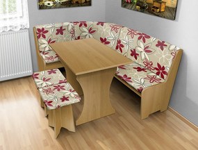 Nabytekmorava Jedálenská rohová lavica sa štokrlemi a stolom farba lamina: agát (akát), čalúnenie vo farbe: Mega 017 hnedá
