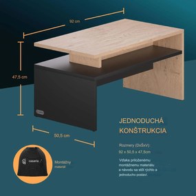 InternetovaZahrada Konferenčný stolík Sacramento 92x50x47cm - prírodný/antracit