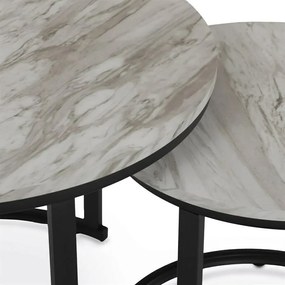 Sada konferenčných stolíkov, biely mramor, 2 ks