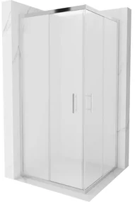 Mexen Rio, štvorcový sprchovací kút s posuvnými dverami 90(dvere) x 90(dvere) x 190 cm, 6mm sklo námraza, chrómový profil, 860-090-090-01-30