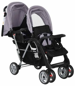 Súrodenecký kočík, oceľ, sivo čierny