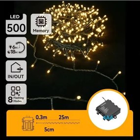 Aigostar - Vonkajší LED svetelný reťazec 500xLED/8 funkcií 4xAA 25,3 m teplá biela