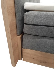 Boxspringová posteľ JASMINE 180x200 cm, sivá, s matracmi, topperom a úložným priestorom