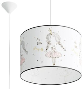 Detské závesné svietidlo Princess, 1x plastové tienidlo so vzorom, (fi 40cm)