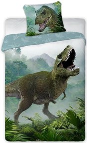 Bavlnené obojstranné posteľné obliečky s dinosaurom