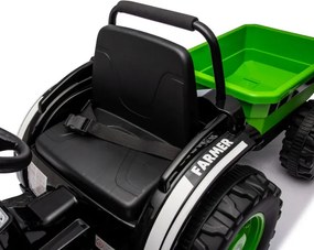 Elektrický traktor s prívesom Farmer zelený