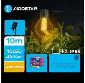 Aigostar B.V. Aigostar - LED Solárna dekoračná reťaz 10xLED/8 funkcií 10,5m IP65 teplá biela AI0956