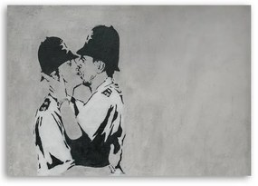 Obraz na plátně Banksy Líbající se policisté - 120x80 cm