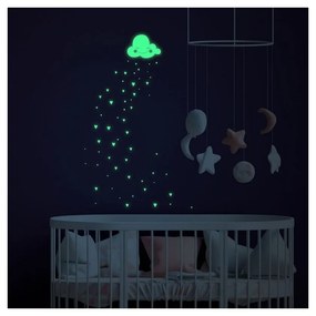 Svietiace samolepky na stenu Ambiance Hearts and Clouds